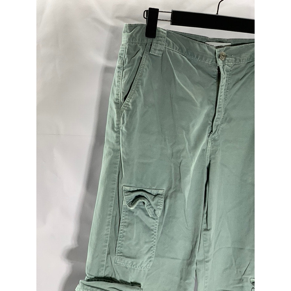 ZARA Women's Light Teal Regular-Fit Straight-Leg Cargo Pant SZ 4
