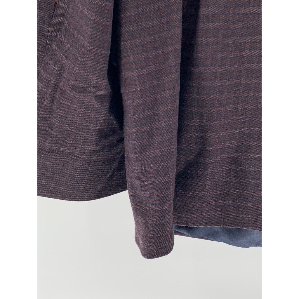 TOMMY HILFIGER Men's Brown Micro Grid Two-Button Blazer SZ 48R