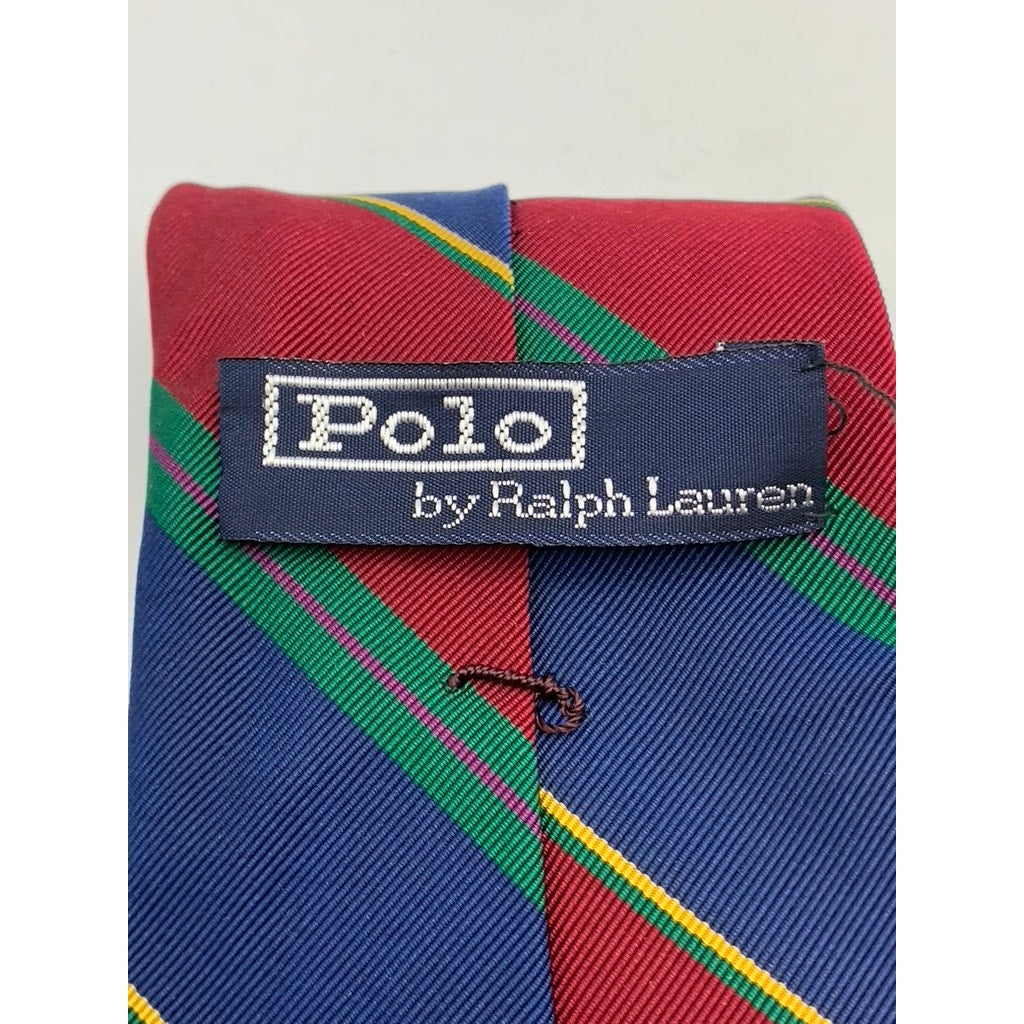 POLO BY RALPH LAUREN Men's Blue-Red-Green Striped Silk-Blend Tie SZ OS