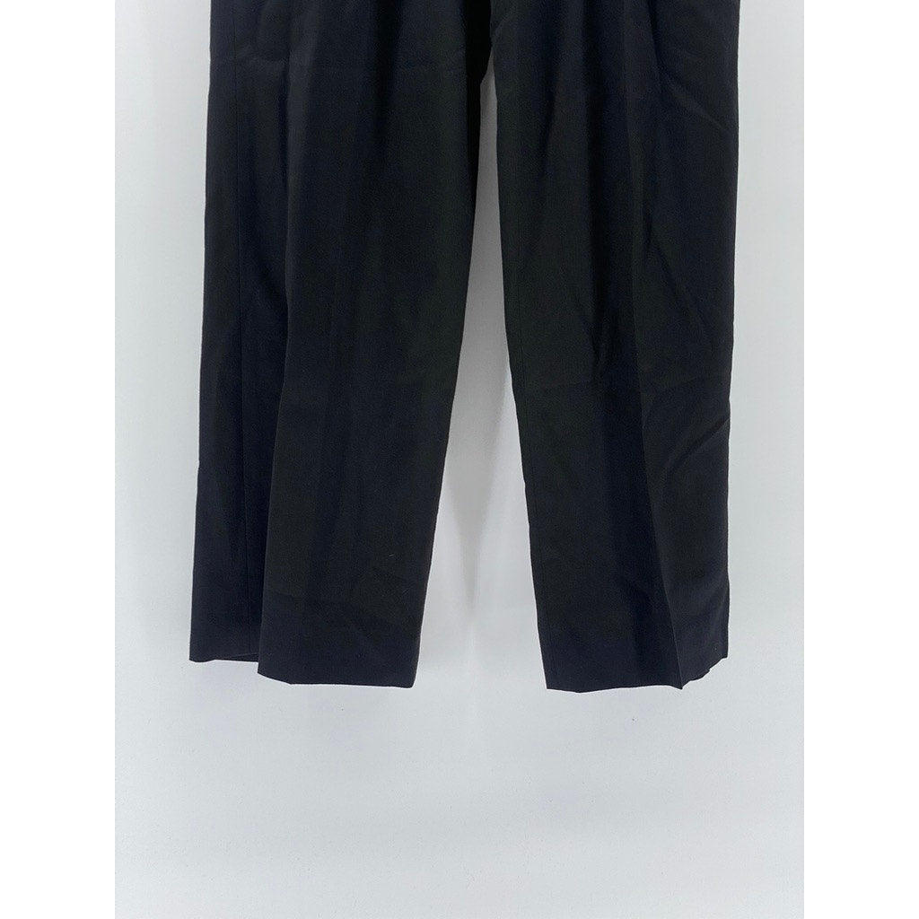 CLUB MONACO Women's Black Wool-Blend Pleated Straight-Leg High-Rise Pants SZ 6