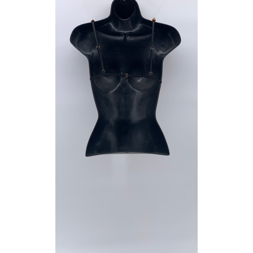 UNBRANDED Women's Black Mesh 3D Rose Floral Trim V-Neck Bralette SZ S