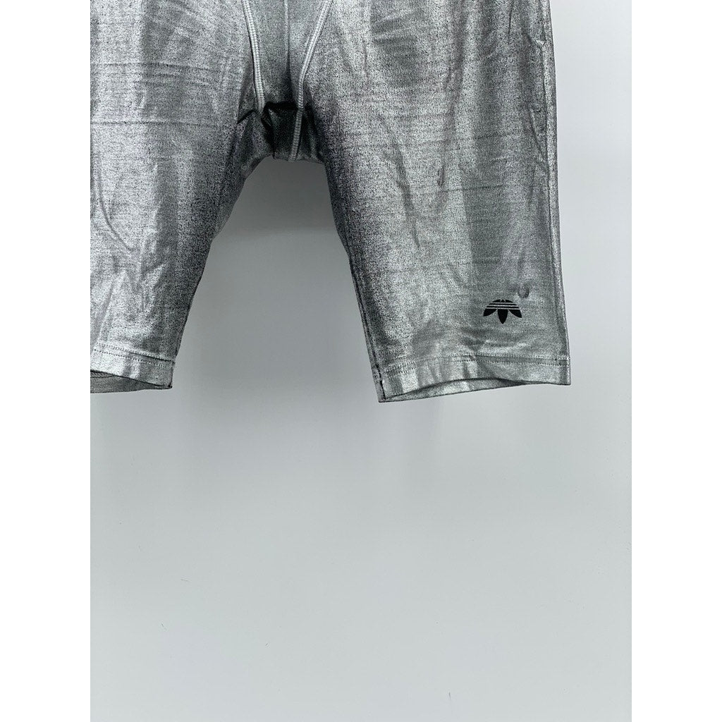 ADIDAS ORIGINALS X ALEXANDER WANG Women's Silver Distressed Biker Shorts SZ S