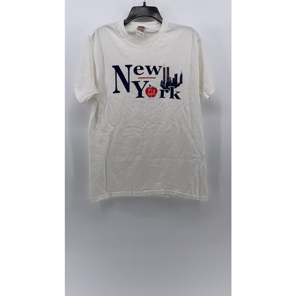 FRUIT OF THE LOOM Men's White New York Logo Crewneck Short Sleeve T-Shirt SZ M