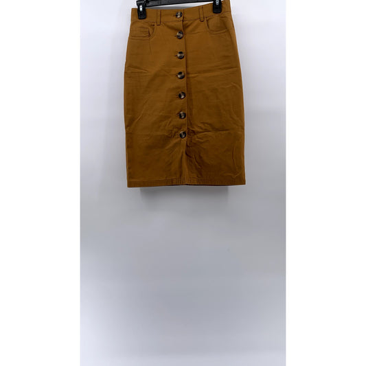 & OTHER STORIES Paris Atelier Women's Brown Button-Up Straight Midi Skirt SZ 4