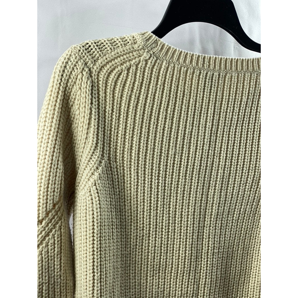 CLUB MONACO Women's Beige Wool Crewneck Knit Pullover Sweater SZ XS
