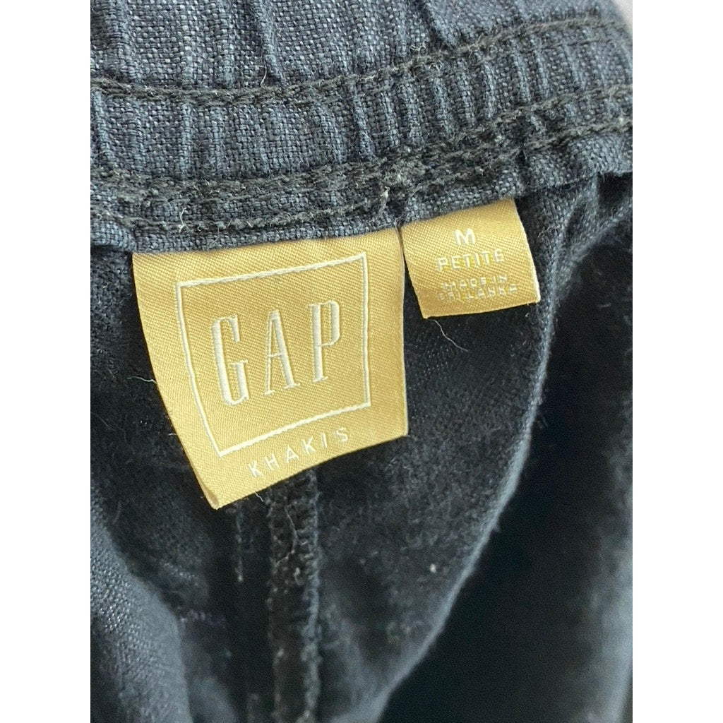 GAP Women's Petite True Black Linen-Blend High-Rise Relaxed-Fit Shorts SZ M/P