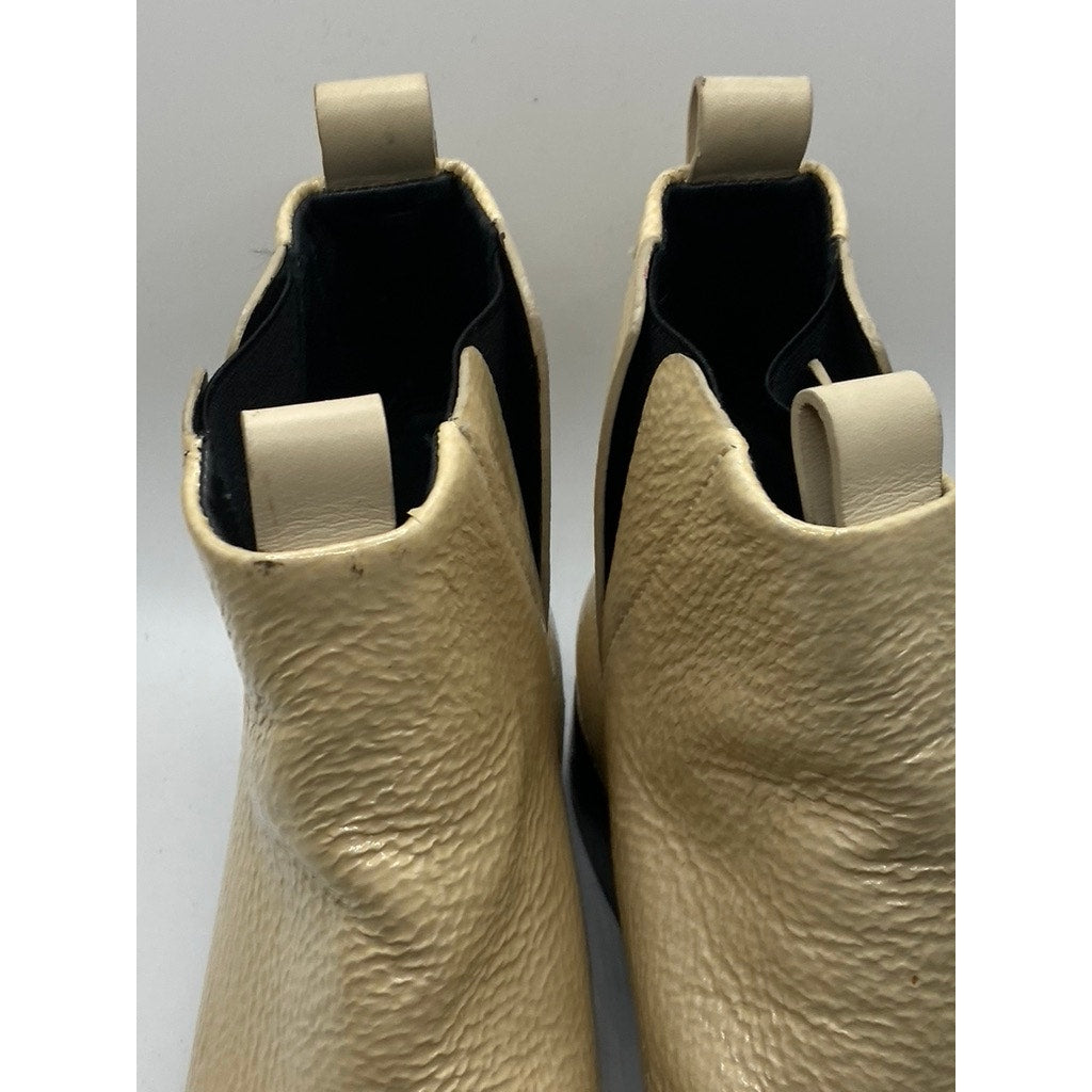 MERCEDES CASTILLO Women's Tan Pebble Leather Xandra Round-Toe Ankle Boots SZ 7.5