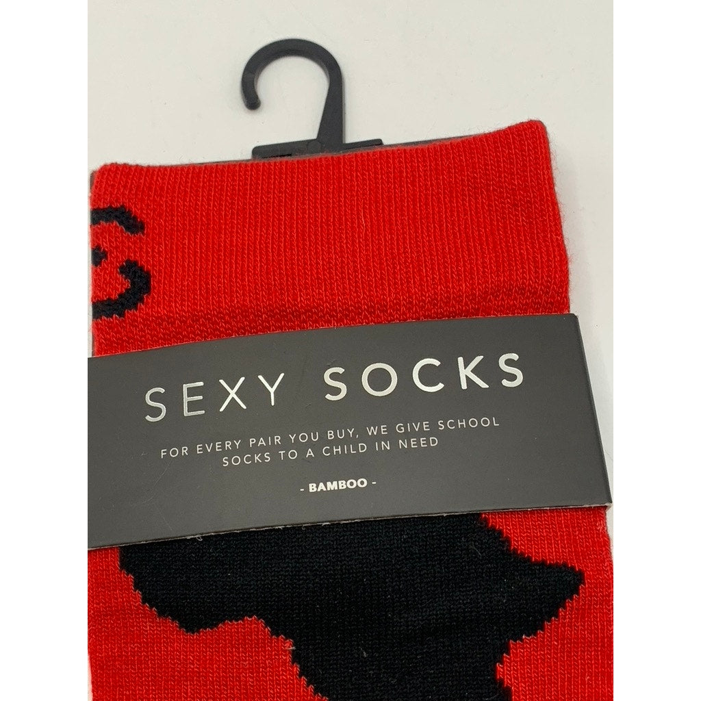 SEXY SOCKS Women's Red-Yellow Printed Bamboo Crew Socks SZ OS