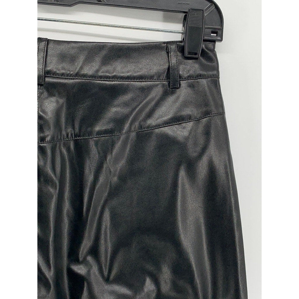 SHEIN Women's Black Faux-Leather Straight Leg Pants SZ S/Tall