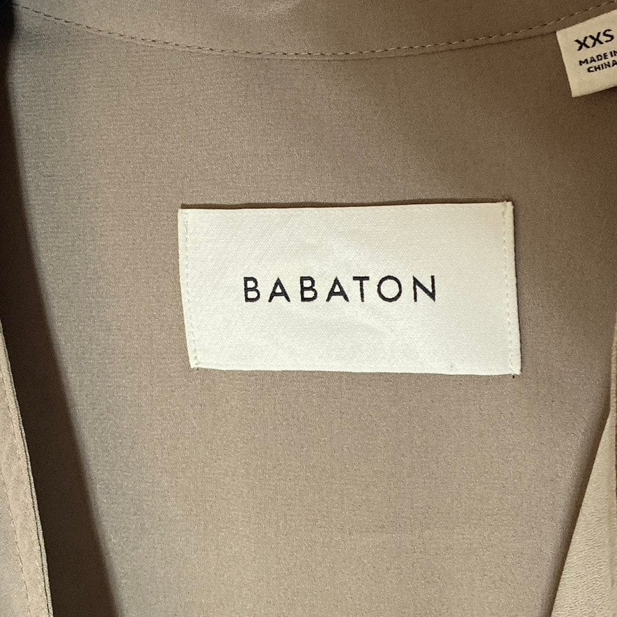 BABATON Women's Beige Open-Front Flowy Modern Belted Trench Coat SZ XXS