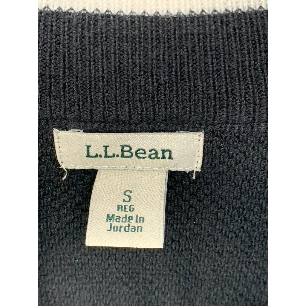 L.L. BEAN Women's Black Honeycomb Merino Wool-Blend Half-Zip Sweater SZ S