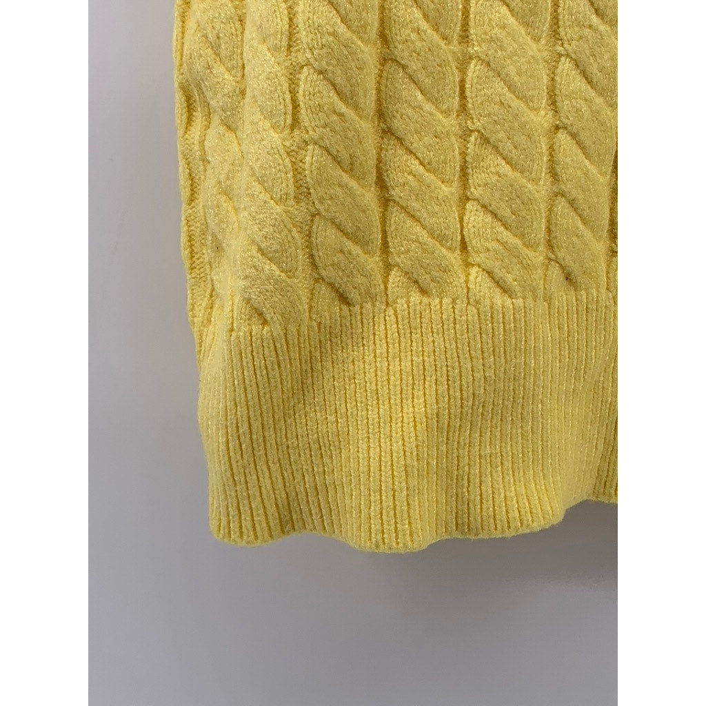 MORE TO COME Women's Yellow Cable Knit V-Neck Vest SZ S