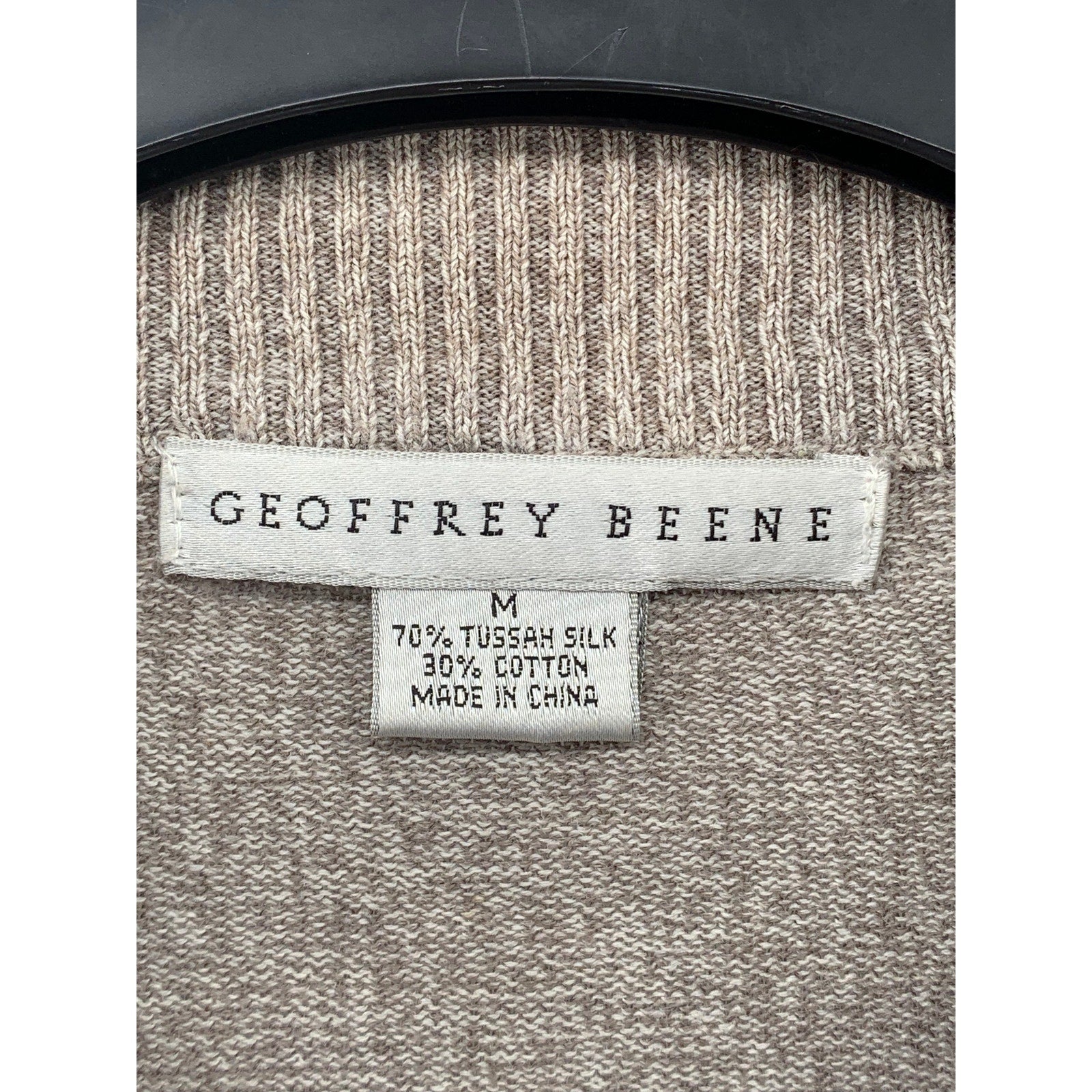 GEOFFREY BEENE Men's Vintage 90's Beige Knit Crewneck Long Sleeve Sweater SZ M