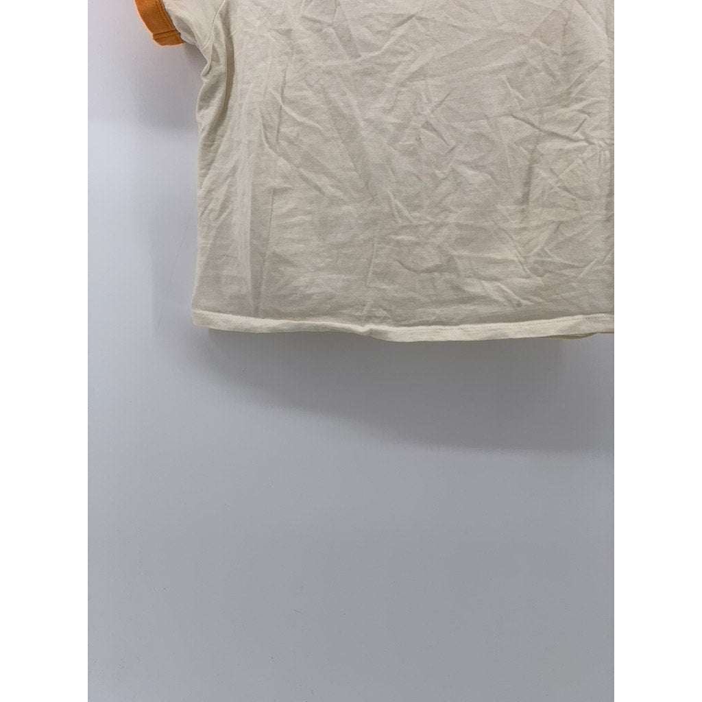 STANDARD ISSUE Women's Cream-Orange Crewneck Cowboy Graphic Short Sleeve Top SZM