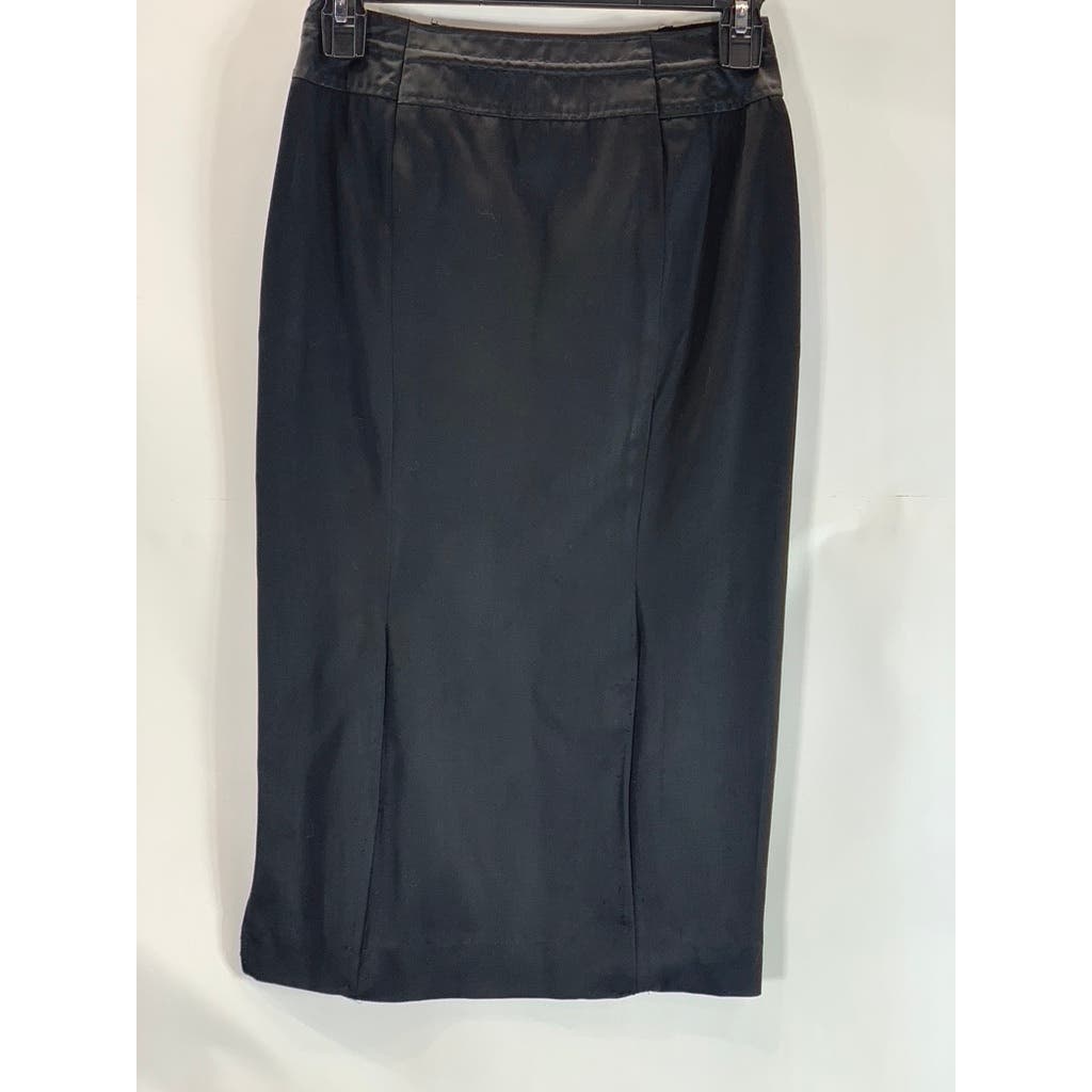 LES COPAINS Women's Black Wool Straight Midi Pencil Skirt SZ 42 IT US S