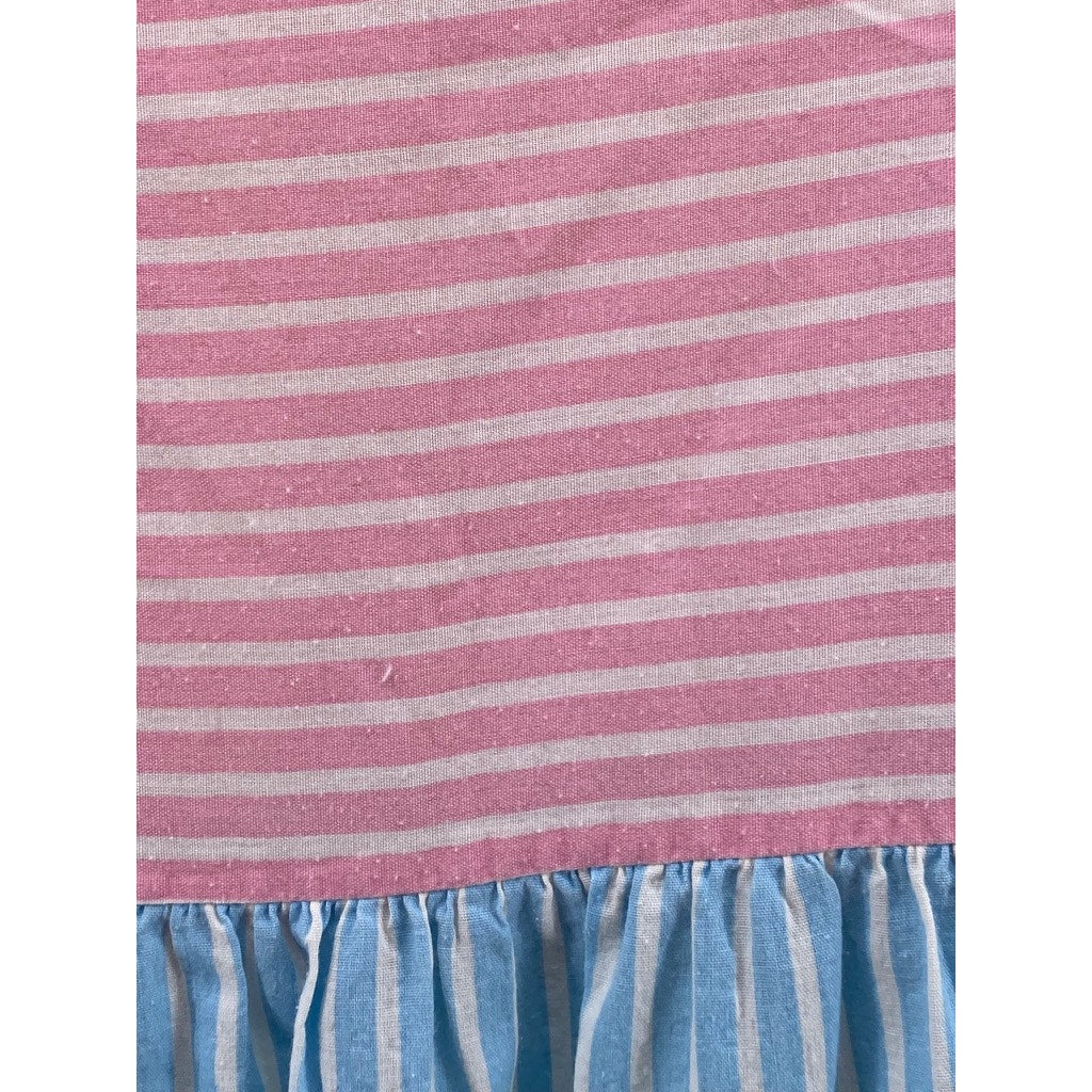 LEISURE LIFE Women's Vintage Pastel Multicolor Seersucker Striped Dress SZ M