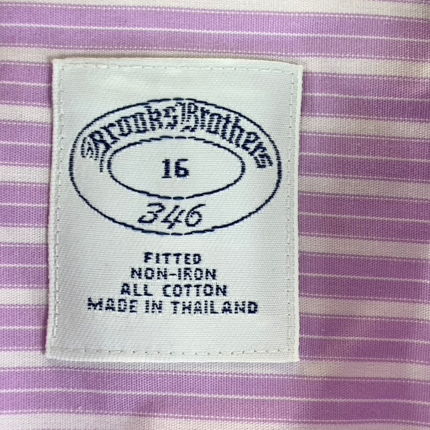 BROOKS BROTHER 346 Women's Purple Striped Fitted Non-Iron Button-Up Top SZ 16