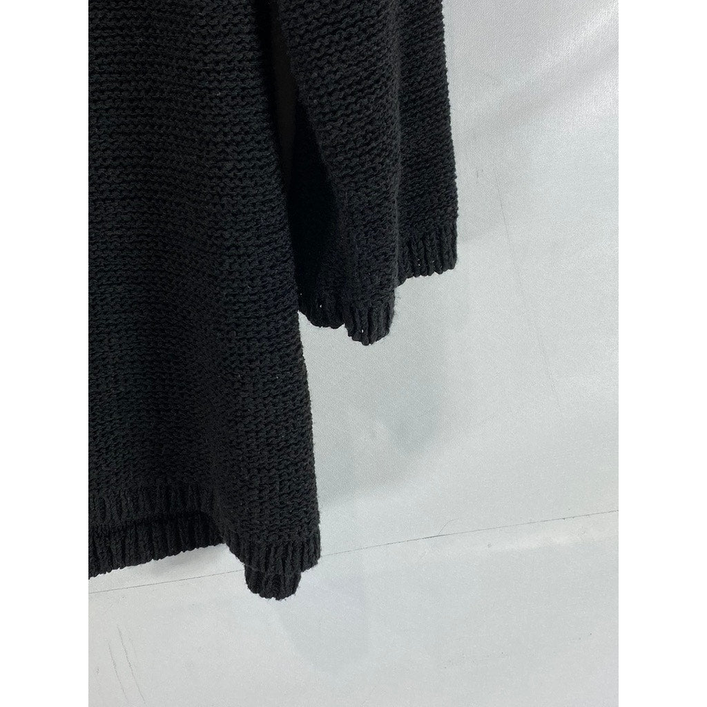 STYLE & CO Women's Black Knit Long Sleeve Crewneck Pullover Sweater SZ L