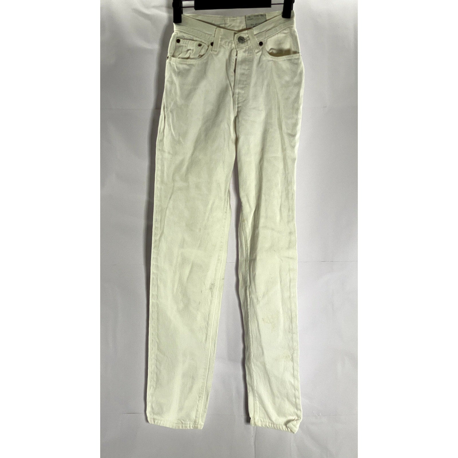 LEVI'S Women's White Vintage 501 Short Slim-Leg Button-Fly Five-Pocket Jean SZ23
