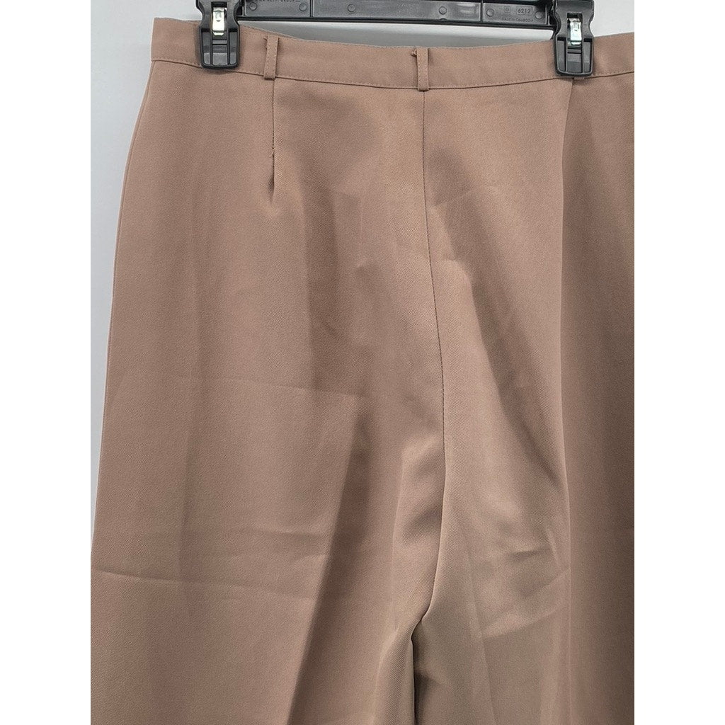 PONT-HER Women's Vintage Light Brown Wide-Leg Regular-Fit Pants SZ L
