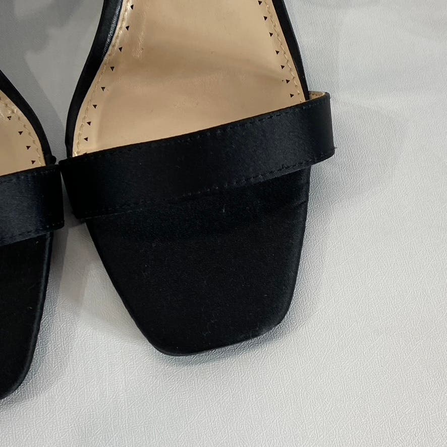 ADRIENNE VITTADINI Women's Black Rhinestone Gothic Block-Heel Sandals SZ 8.5