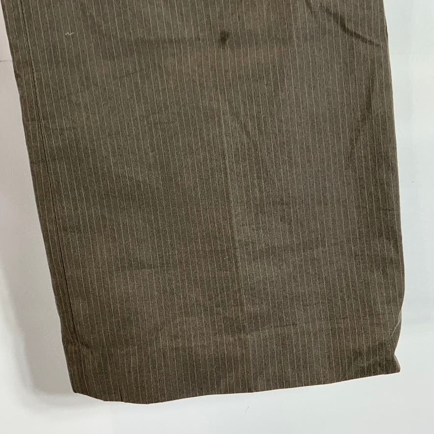 BANANA REPUBLIC Men's Brown Pinstripe Slim-Fit Non-Iron Flat Front Pant SZ 36X30