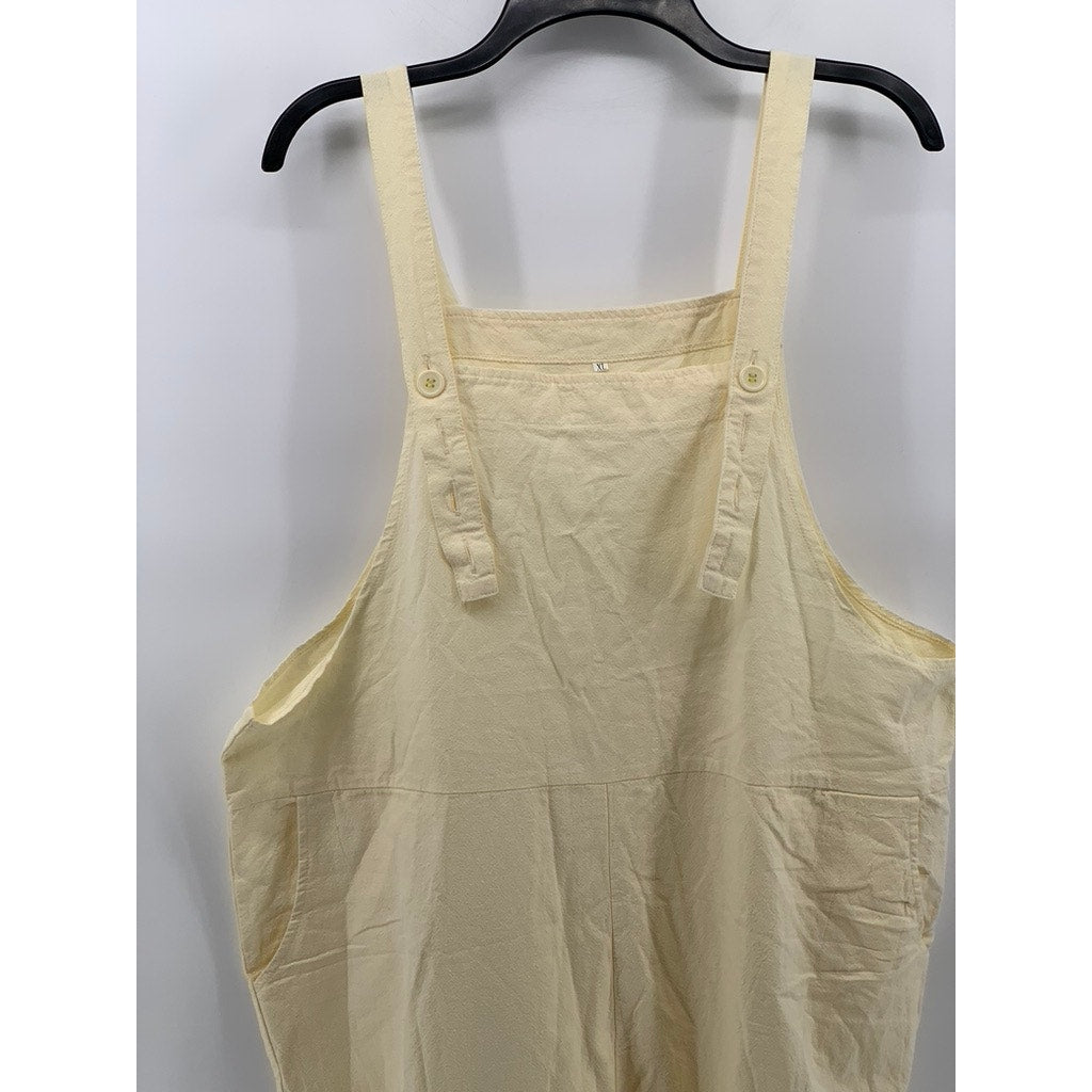 UNBRANDED Women's Beige Cotton-Linen Jumpsuit Overall SZ XL