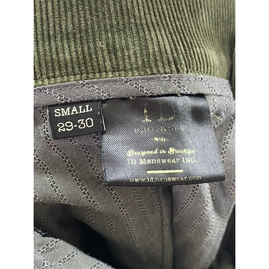 ID MENSWEAR Men's Dark Olive Green Corduroy Straight-Leg Pant SZ S