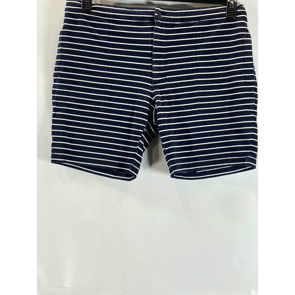 MICHAEL KORS Women's Navy/White Striped Casual Shorts SZ L