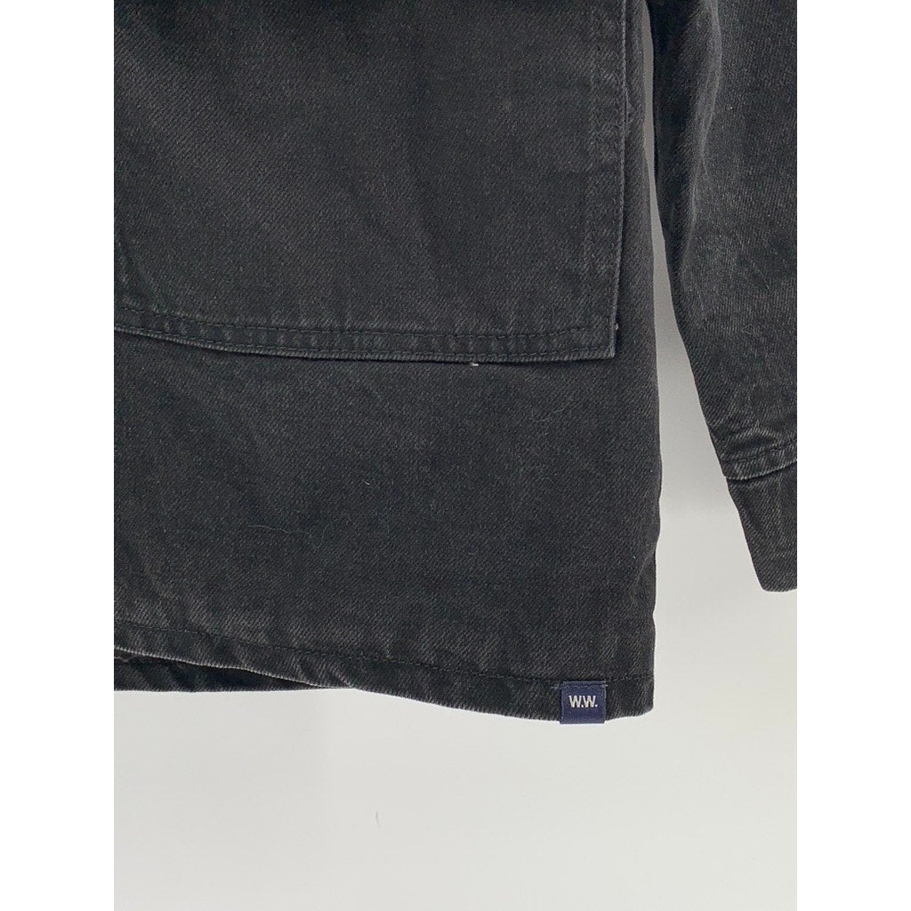 WOOD WOOD Men's Black Denim Button-Up Sherpa Lined Four Pocket Jacket SZ 40