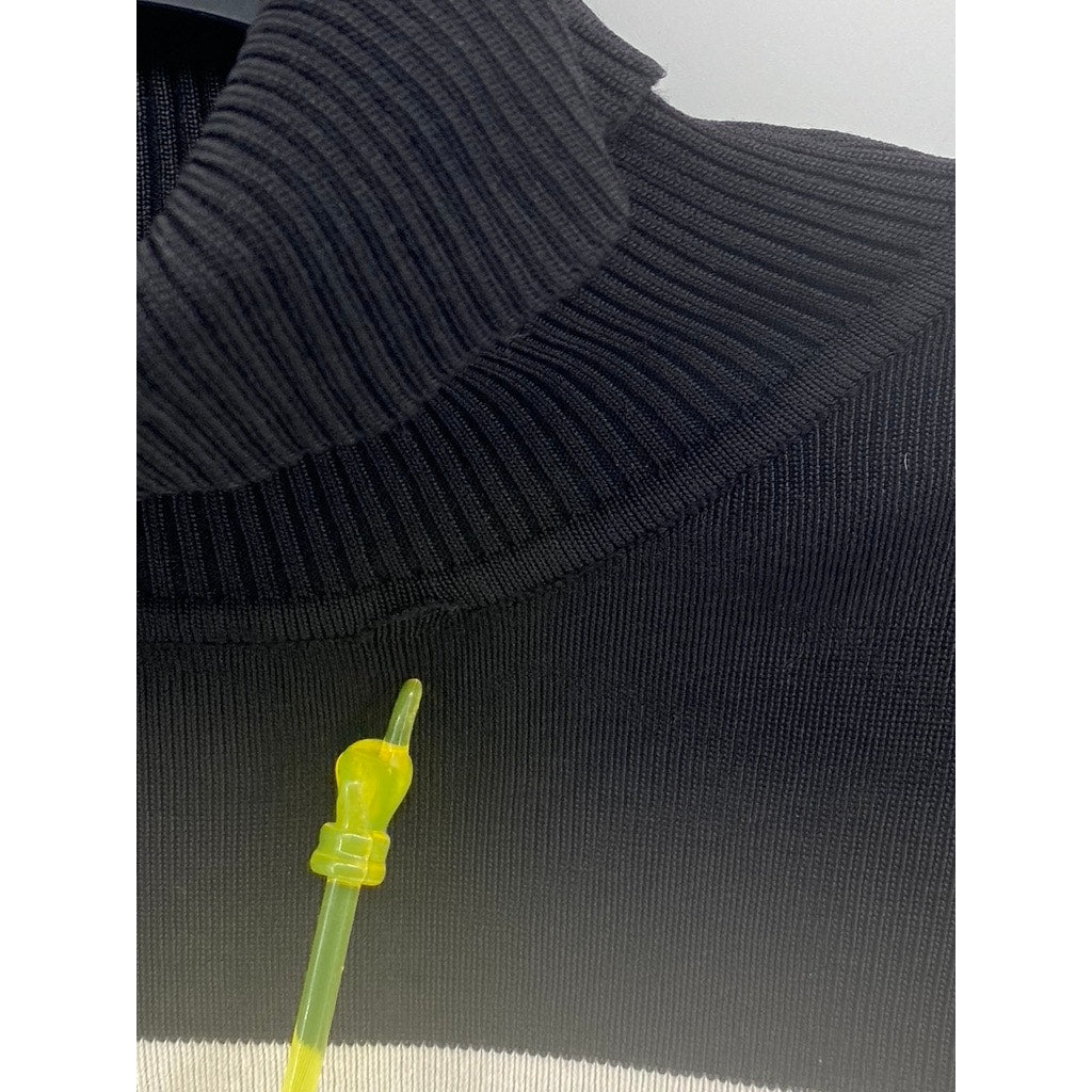 WORTHINGTON Women's Vintage Black-White Color-Block Long Sleeve Turtleneck SZ L