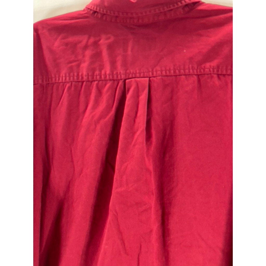 EDDIE BAUER Men's Red Cotton Regular-Fit Button-Up Long Sleeve Shirt SZ L