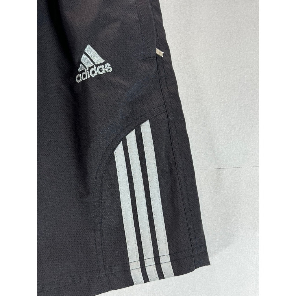 ADIDAS Men's Black/White Vintage Reflective Logo Elastic Active Shorts SZ M