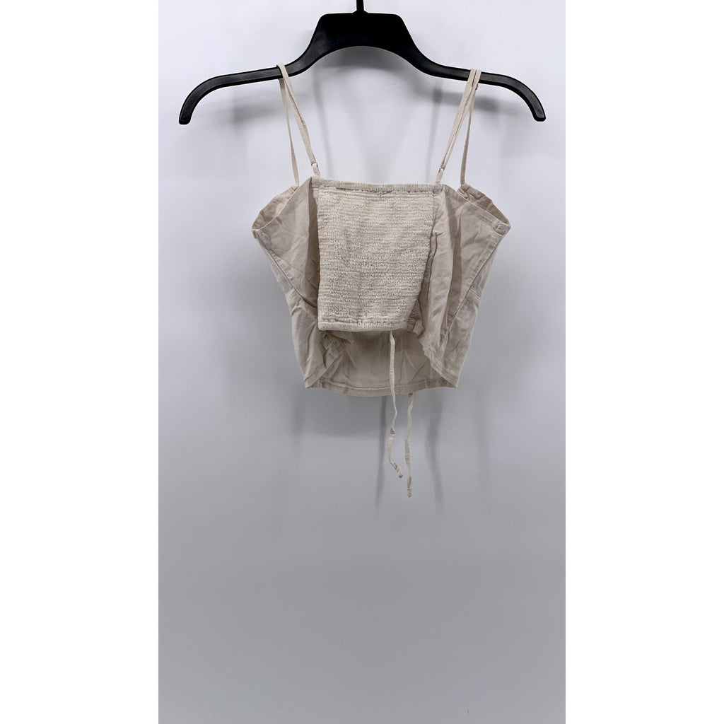 JOHN GALT Women's Off-White Linen-Blend Crop Top SZ OS