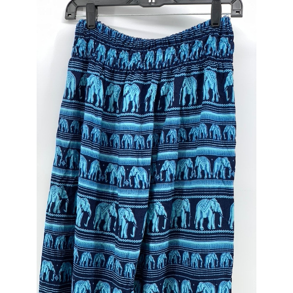 UNBRANDED Women's Blue Elephant Printed Pants SZ S