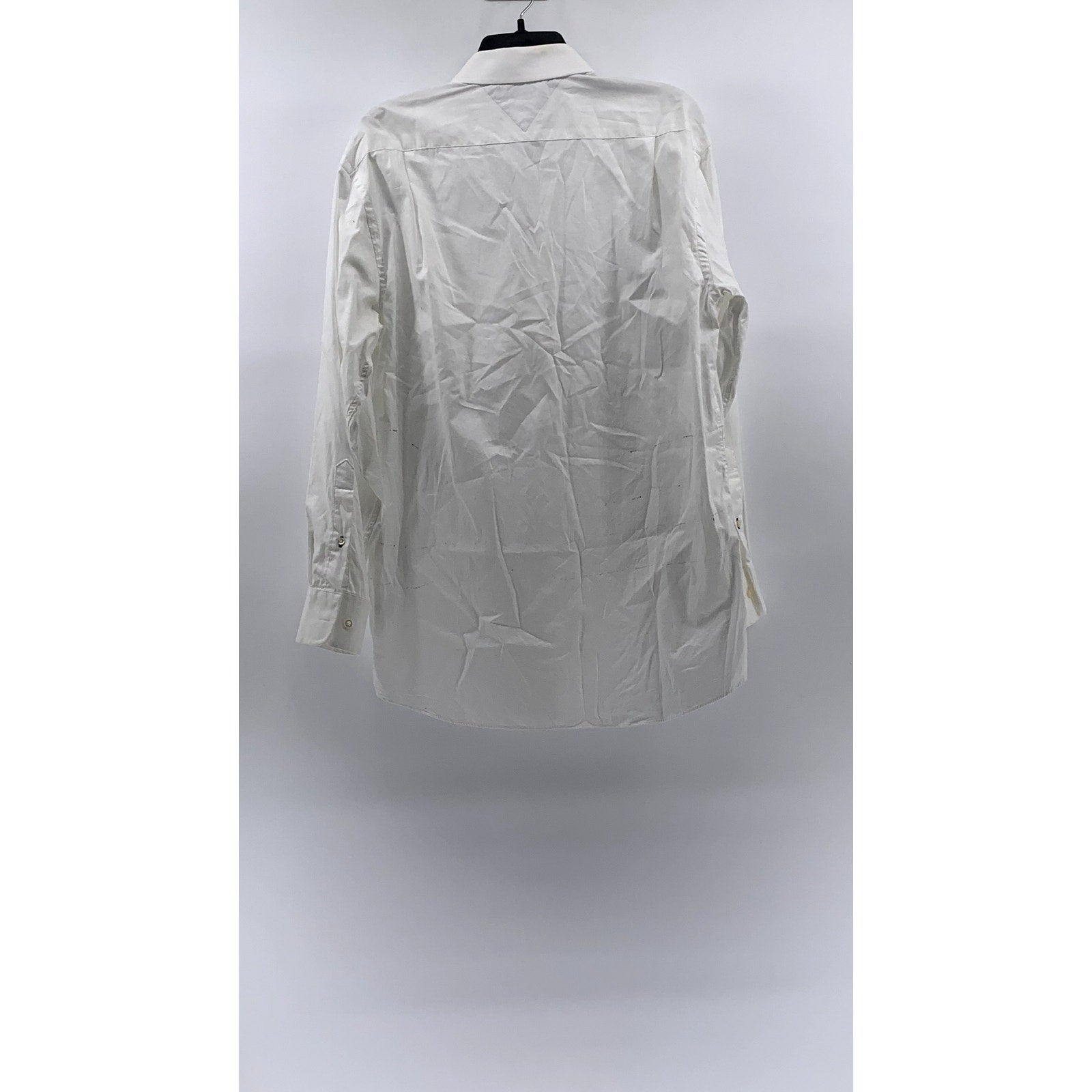 TOMMY HILFIGER Men’s White Regular-Fit Button-Up Long Sleeve Shirt SZ 15 32/33