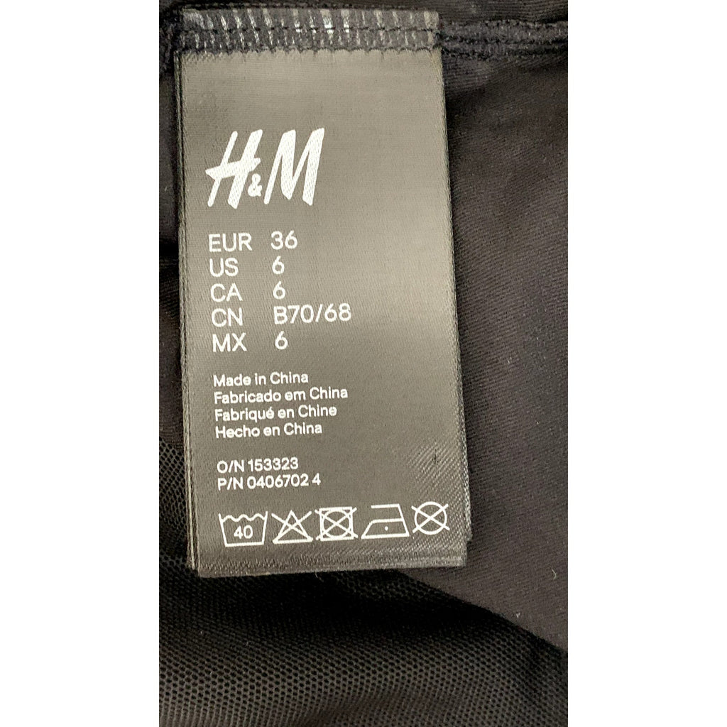 H&M Women's Black Lace-Trim Halter Open-Back Bodysuit SZ 6