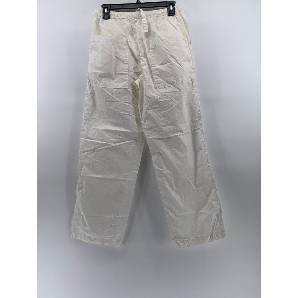 BDG Women's White Drawstring Relaxed-Fit Straight-Leg Pull-On Pants SZ S