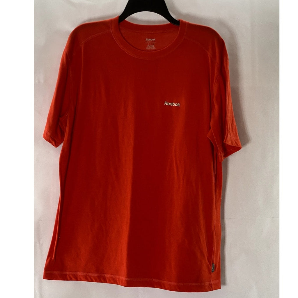 REEBOK Men's Red PlayDry Crewneck Short Sleeve Logo T-Shirt SZ L