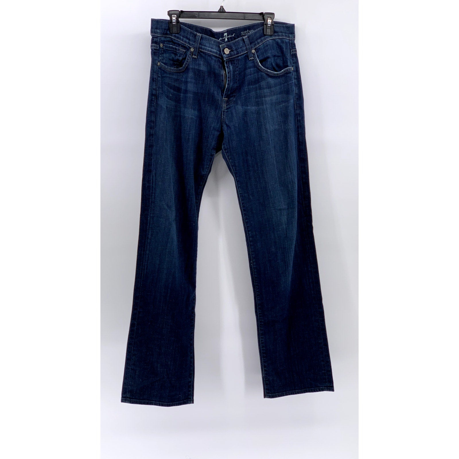 7 FOR ALL MANKIND Men's Blue Denim Austyn Straight Jeans SZ 34