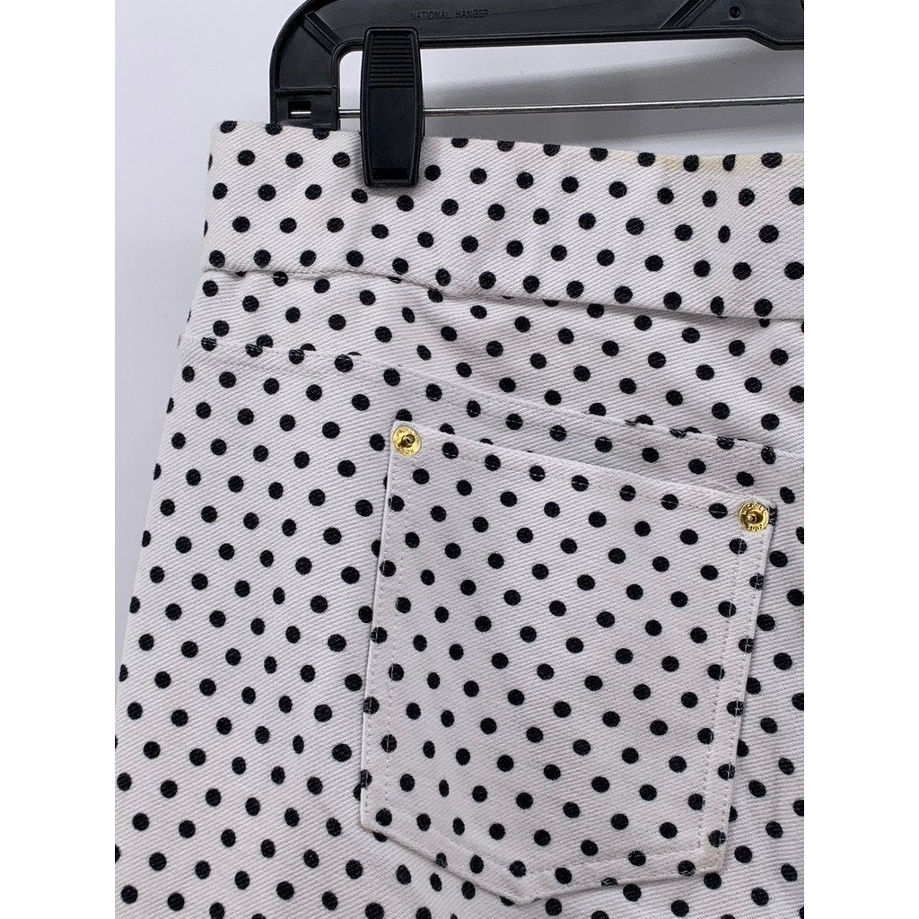 UNBRANDED Women's White-Black Polka Dot Slim Leg Pants SZ S