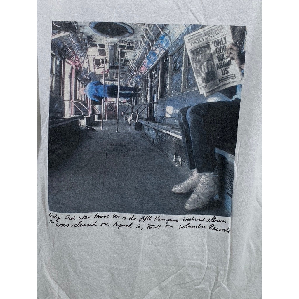 AMERICAN APPAREL Men's White Vampire Weekend Graphic Crewneck Cotton T-Shirt SZM