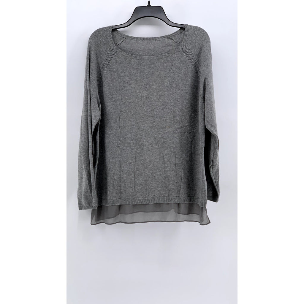 UNBRANDED Women's Gray Layered Scoop Neck Long Sleeve Top SZ M/L