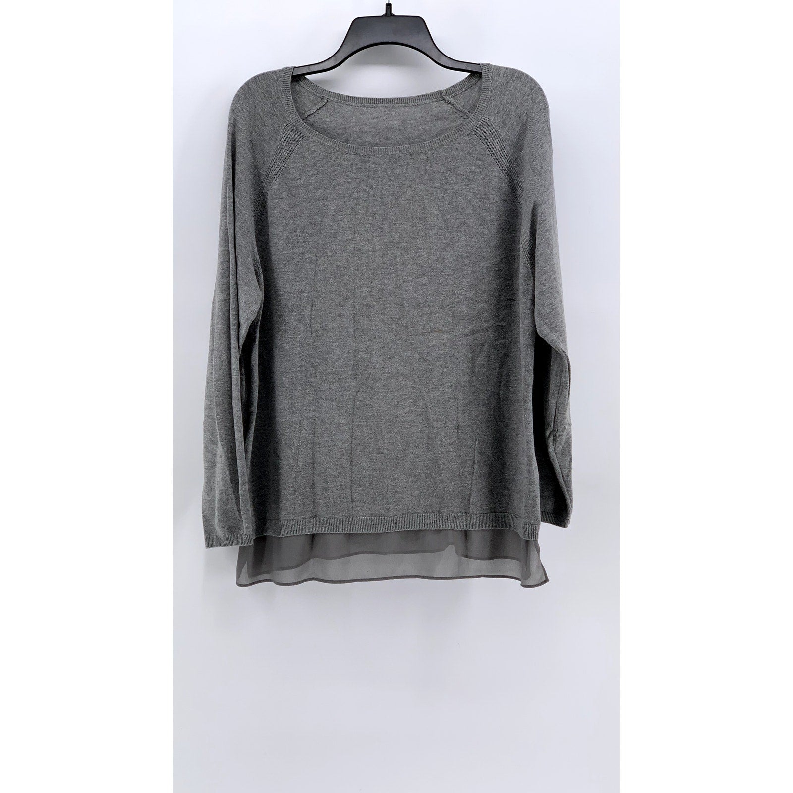 UNBRANDED Women's Gray Layered Scoop Neck Long Sleeve Top SZ M/L