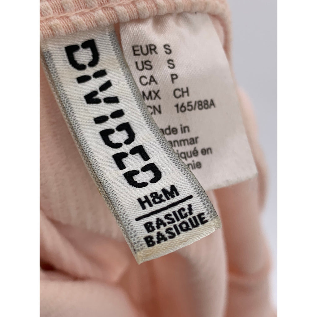 DIVIDED By H&M Women's Light Pink Ribbed Straight-Neck Cropped Tank Top SZ S