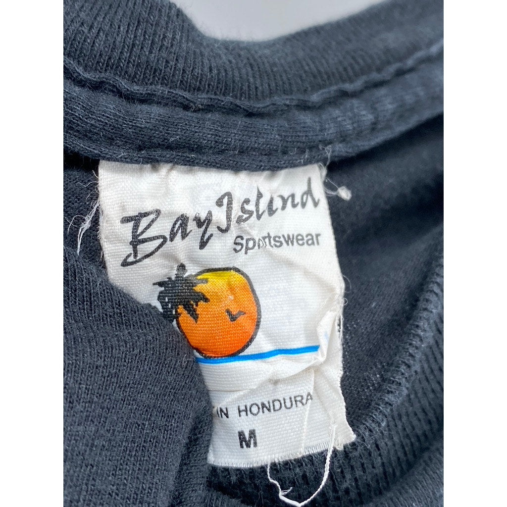 BAY ISLAND SPORTSWEAR Men's Black-Blue Circle Crewneck Short Sleeve T-Shirt SZ M