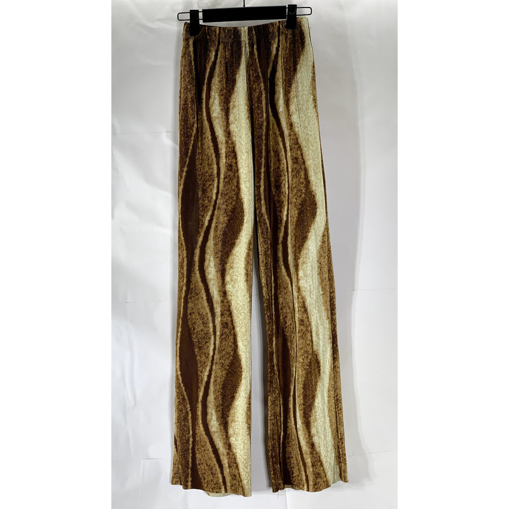 VAARA SEOUL Women's Brown/Tan Textured Swirl Print Pull-On Relaxed-Fit Pant SZ S