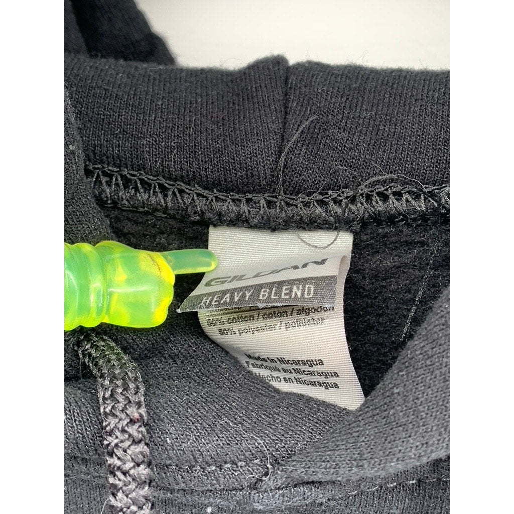 GILDAN Unisex Black-White Lady Luck Graphic Hoodie SZ 2XL