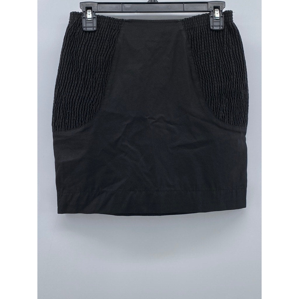 CHRISTIAN LACROIX Women's Black Lace-Up Smocked Side A-Line Mini Skirt SZ 6