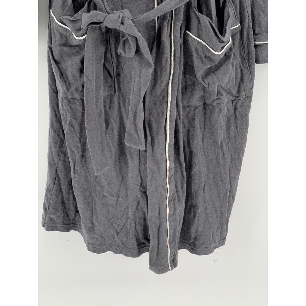 UNBRANDED Men's Gray Solid Wrap Belted Robe SZ SM